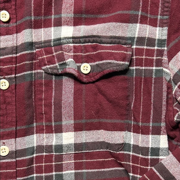 American Eagle Maroon Plaid Flannel Shirt - Picture 3 of 5